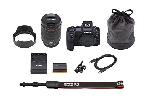 Canon EOS R5 Mirrorless Camera RF24-105mm F4 L is USM Lens Kit, Full-Frame Hybrid Camera, 8K Video, 45 Megapixel CMOS Sensor, DIGIC X Image Processor, Up to 12 FPS, RF Mount, Black