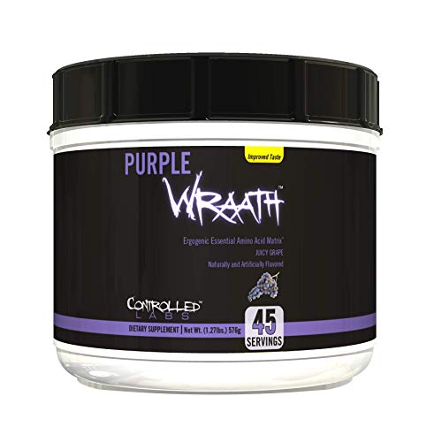 Purple Wraath by Controlled Labs, BCAA and EAA Amino Acid Supplement, with Endurance Blend Intra Workout Powder, Optimal Endurance, Focus, and Stamina (Grape, 45 Servings)
