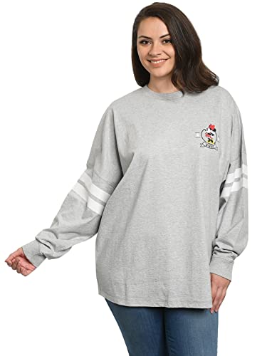 Disney Jersey Womens Mickey Minnie Mouse Long Sleeve (Heather Grey, Medium) #TOP2