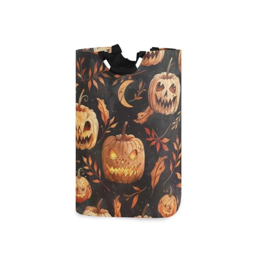 Jihqo Laundry Hamper Basket Halloween Pumpkins and Leaf Collapsible Nursery Storage Bin Waterproof Clothing Baskets for Home Bedroom Bathroom Washing Room
