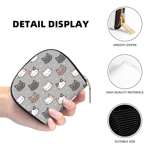 Elegant Cartoon Cute Cat Face Credit Card Holder for Women, Leather Credit Card Holder Wallet, Card Case Wallet4