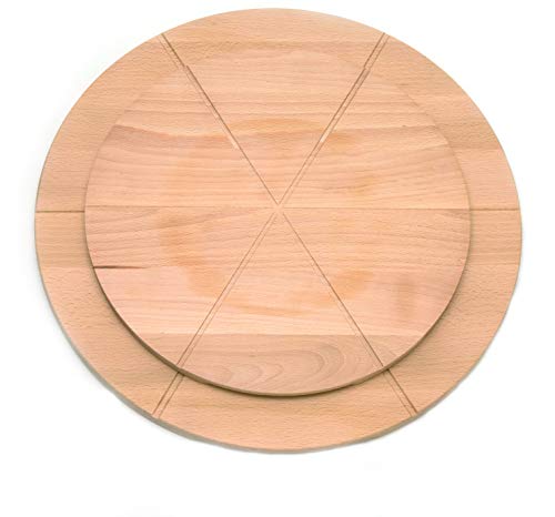 TNNature Tabla para cortar pizza de madera de haya con división, diámetro de 35 cm, madera de procedente de Alemania sostenible Cover
