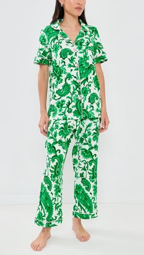 Image of Bed Head PJs Womens Matching Pajamas - Soft Organic Cotton Button Down PJ Shirt & Cropped Pants Set - Loungewear & Sleepwear