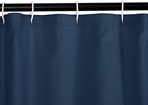 Amazon Basics Waffle Texture Shower Curtain - 72 Inch, Navy Blue