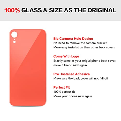 UooFide Rear Back Screen Cover Glass Replacement Compatible with iPhone XR 6.1-Inches All Carriers (Coral) by UooFide - Image 5