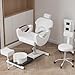 KIGOTY Pedicure Chair No Plumbing with Massage Foot Spa & Stool, Adjustable Hydraulic Lift Reclining Pedicure Station, 360° Swivel Nail Tech Pedicure Chair for Salon Spa Home, White