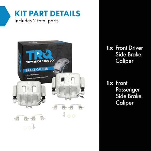 Image of TRQ Front Driver and Passenger Side Brake Caliper Set Caliper Brackets Hardware Compatible with 98-02 Subaru Forester 98-01 Impreza RS 96 Legacy with Dual Piston Calipers 00 Outback 02 Legacy L