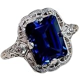 Elegante y enorme anillo de zafiro de plata 925 de tanzanita natural de 3,5 quilates con corte de zafiro creado, anillo de compromiso rectangular 3A de tamaño grande, anillo de compromiso de boda para