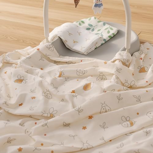 Image of HECCEI 3-Pack Muslin Baby Swaddle Blanket Bamboo Cotton 47 x 47 Inches | Soft Breathable Receiving Blanket Swaddles for Newborn Registry Gift for Baby Showers