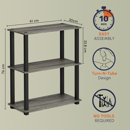 Image of JD FRESH 3-Tier Wooden Open Shelf Rack /Table Corner Display Rack /Storage Shelf Stand /Multipurpose Shelf for Living Room, Bedroom, Home Office Display (Cambridge, Walnut)