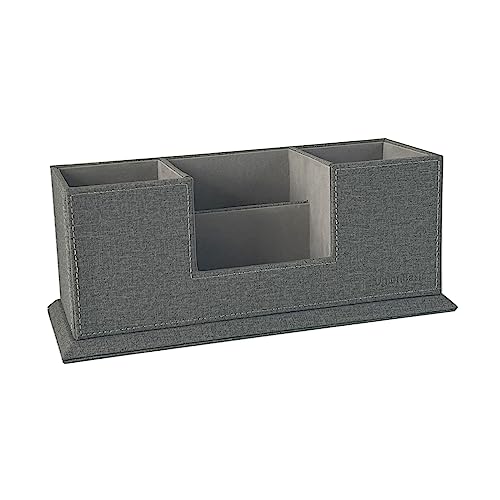 Unionbasic Desk Organizer, Desktop Caddy Leather Multi-Compartment Pen Holder Office Stationer Organizer, Multi-Color (Grey Linen Texture) #TOP5
