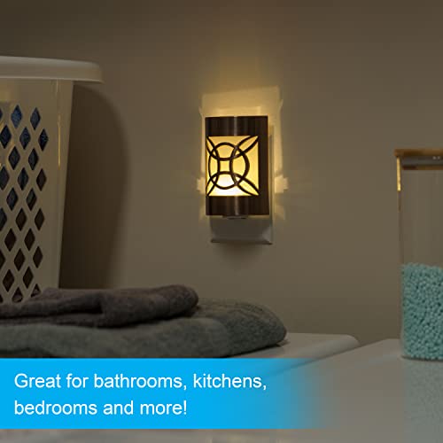 Ge Coverlite Led Night Light, Decorative, Plug-In, Smart Dusk-To-Dawn Sensor, Home Décor, Ideal For Bedroom, Bathroom, Kitchen, Hallway, Ul-Certified, 11332, Oil Rubbed Bronze | Geometric #TOP5