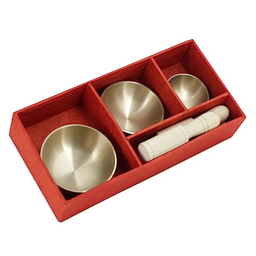 JEWEDECO 1 セット 仏教音楽ボウル せっ のそみ singing bowl 音楽ボウル シンギングボウルマレット お椀 シンギングボウル チベットボウル 木 Golden