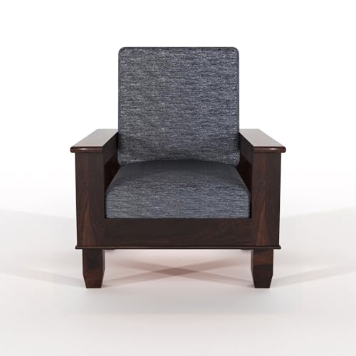 Image of Sheesham Wood 5 Seater Cushioned Sofa Set 3+1+1 Sofa Set | Wooden Sofa for Living Room, Home (PG- Walnut Finish)