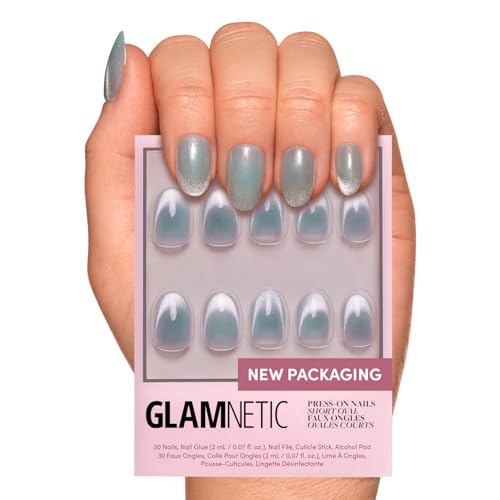 Glamnetic Press On Nails, Short Oval Velvet, Fake Nails 30pc Nail Kit