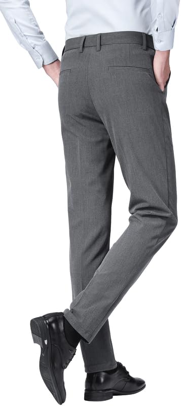 ESSYSHE Men’s Slim Fit Dress Pants Flat Front Tapered Dress Pants Stretch Suit Pants for Men - Image 2