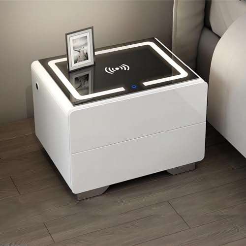 Table de chevet avec LED 3 couleurs et port USB station de charge connectée pour chambre