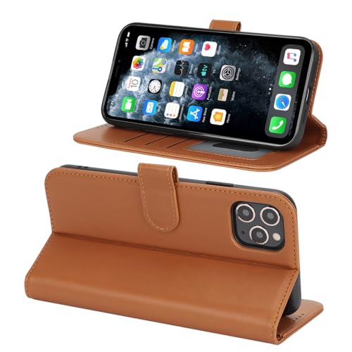 Image of for iPhone 11 Pro Max Case Wallet with Card Holder,for iPhone 11 Pro Max Wallet Case for Women Men,PU Leather Shockproof Magnetic Buckle Stand Flip Phone Case-Brown