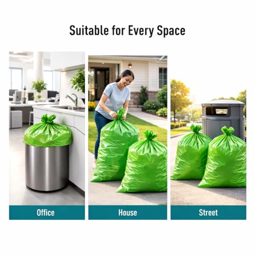 Image of Jumbo Garbage Bags | Heavy Duty (XXL) Size 36 X 48 Inches | Capacity 120 Liters | 91x122cm | Biodegradable Dustbin Bag, Trash Bag Green | strong & leak proof with Easy Tie-Thread (40 bags (Bio jumbo))