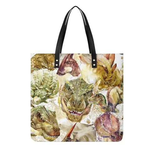Tote bag dinosaure rétro grand sac shopper à bandoulière pour voyage et cours