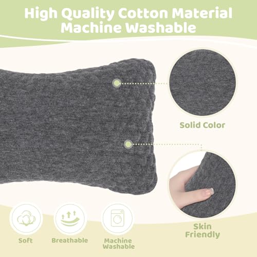 vocheer Small Pillows for Sleeping, 11"x 7" Mini Travel Pillow, Tiny Pillows for Neck, Wrist, Lumbar and Knee, Pets Pillow, Cotton, Machine Washable,Dark Grey-2PC - Image 3