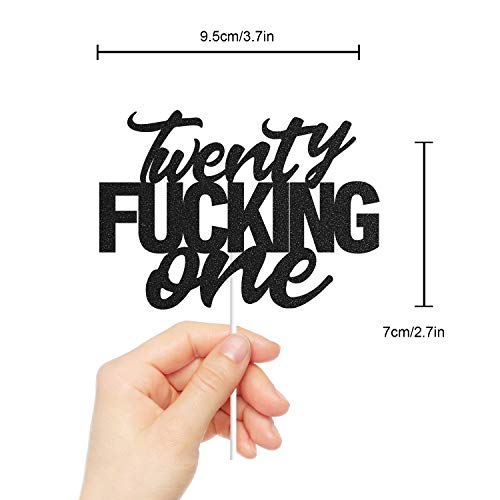 Twenty One Black Glitter Cake Toppers 21 Years Old 21St Birthday Party Decorations Supplies #TOP1