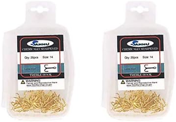 Treble Hooks, Size #14, 50 Pcs Gold, for Freshwater & Light Tackle Fishing, Ideal for Trout, Crappie, Panfish & Small Lure Rigging
