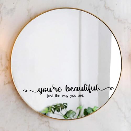 Genkigold "You are Beautiful" Vinilo para Espejo, Calcomanía para Espejo de Auto, Calcomanía de Afirmación Positiva, Pegatinas de Afirmación para Espejo, para Niños, Adolescentes, Calcomanía de Baño