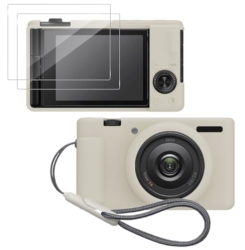 Tedubax Silicone Case for Sony ZV-1F/ ZV-1 II/ZV-1M2 Digital Camera with 2PCS Screen Protector and a Lanyard Sony ZV-1 II case - Off White by Tedubax - Used condition - US$7.43