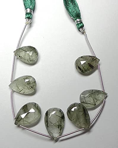 Quartz rutile vert haut de gamme en forme poire facettée pour joaillerie fine d'exception