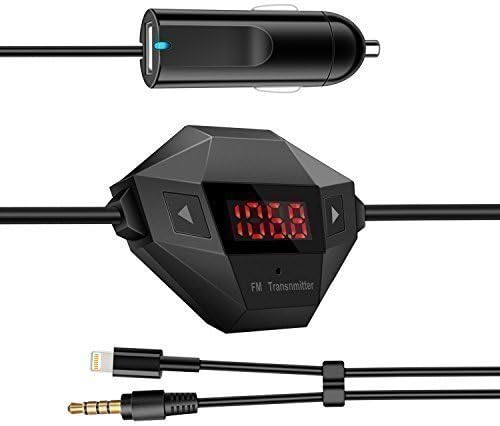FM Transmitter, LDesign Wireless FM Transmitter Radio Car Kit with iPhone/USB Charger, 3.5mm Audio Plug for iPhone 6s, iPad, iPod, Smartphones, Tablets, MP3, MP4 and More
