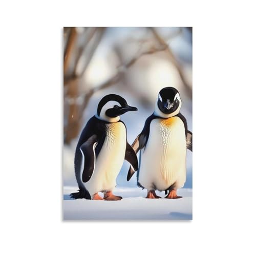 Tableau moderne pingouins sur toile premium pour salon élégant
