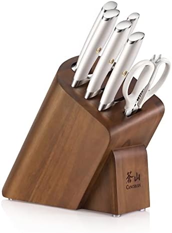 Cangshan L1 Series 7-Piece Cleaver Knife Block Set, Forged German Steel, White, 1027129