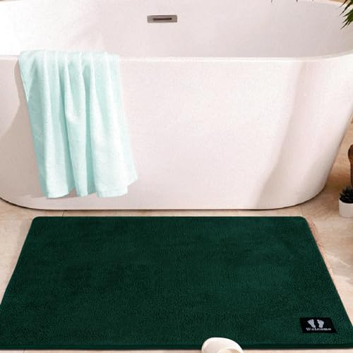 RTBQJ-AT Non Slip Bath Mat Luxury Design Bathroom Mat Soft Breathable and Water Absorbent Bath Rug Anti Mould Machine Washable Bath Mats Dark Green 40x60cm (16x24 inch) - Image 2