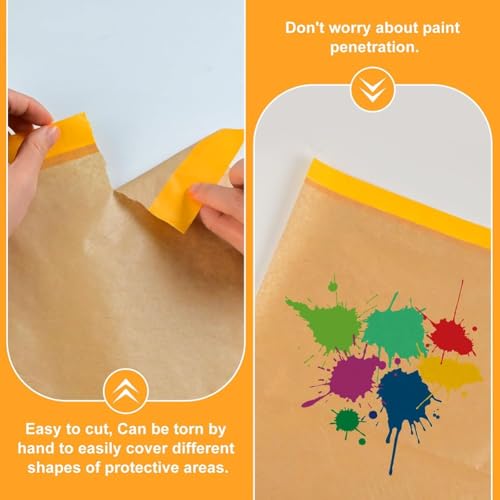 Miniatura 2 de Flaroey Papel De Enmascarar Precintado, Rollos De Papel Para Pintores Con Cinta Adhesiva Y Drapeado, Para La Protección De Muebles Y Suelos De Coche, Revestimientos De