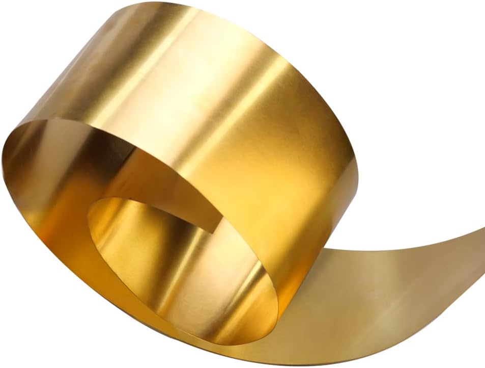 Feelers 0.1mm Thin Brass Foil Roll - 200mm x 1000mm Precision Metal Strip, Flexible & Easy-Cut for Gaskets, Shims, Modeling & Crafts (8" Width)