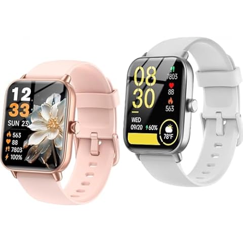 Hingso IDW19 Pink and White for Women, 2025 Upgraded Bluetooth Call Fitness Smartwatch for Women,Compatible Android iOS Cover