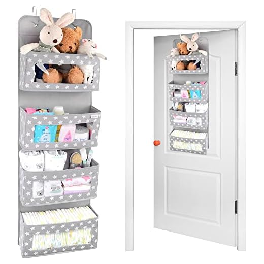 Vesta Baby Över Dörren Hängande Organisatör med Krokar - Unisex Sparar Utrymme 4 Fick Lagrings Lösningar för Badrum, Barnens Rum, Barnkammare - Klara Fönster Caddy Hängare - 2 Små Föremålsfickor
