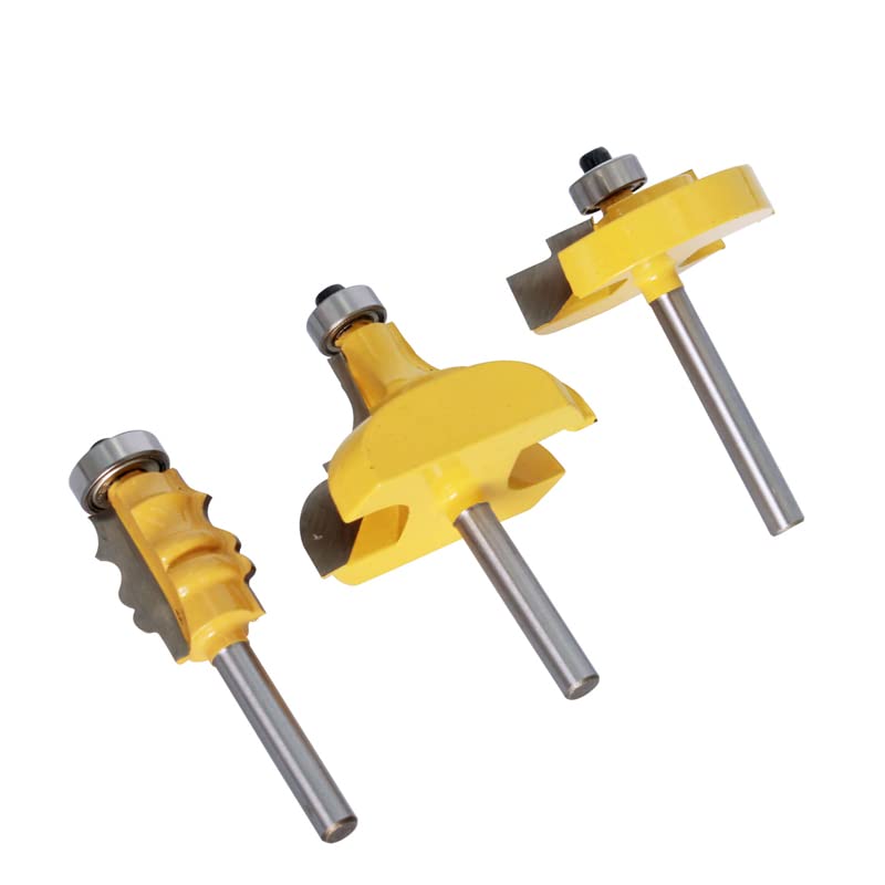 1-3 piezas 6mm 1/4 "marco de imagen de vástago/broca enrutadora de moldura-fresa de madera de recorte grande for herramientas eléctricas de corte de madera(3PC6.35mmShank18322q)