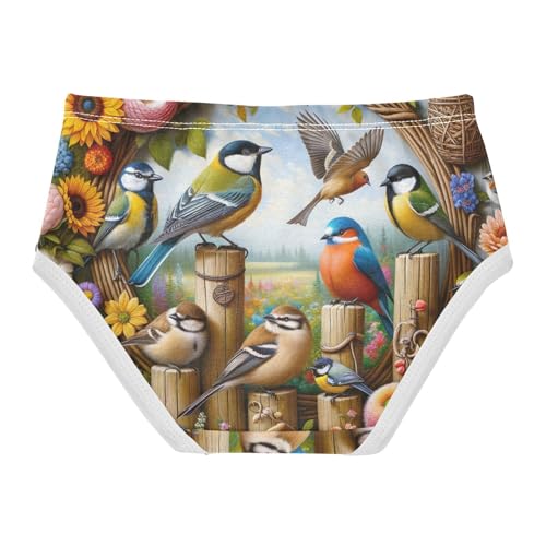 Beautiful Flowers and Birds Toddler Underwear Girls, Cotton Underwear Girls, 2T–8 Years2