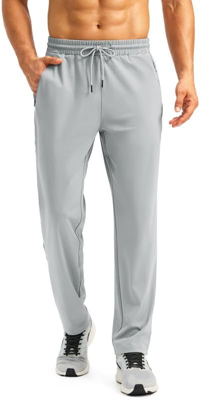 Pudolla Men's Athletic Pants with Zipper Pockets Stretch Workout Sweatpants Lightweight Running Joggers for Men - Image 3