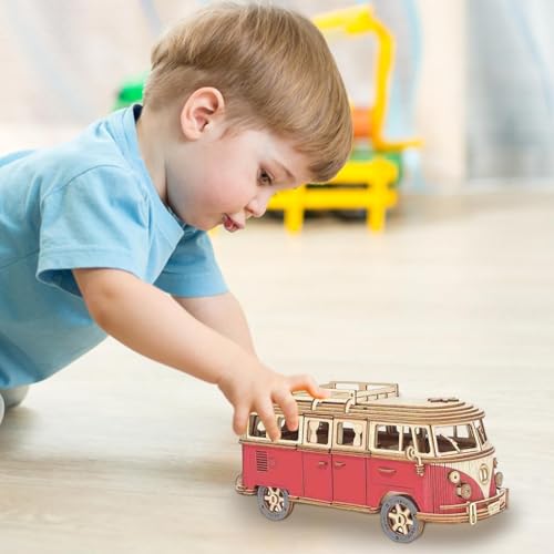 INSDHCCHD Puzzle en Bois 3D for Adultes, Kits De Modèles De Camping-Cars À Construire, Puzzle À Faire Soi-même, Kit De Construction, Cadeaux for Garçons Et Filles 226 Pièces.(Red) – vue 2
