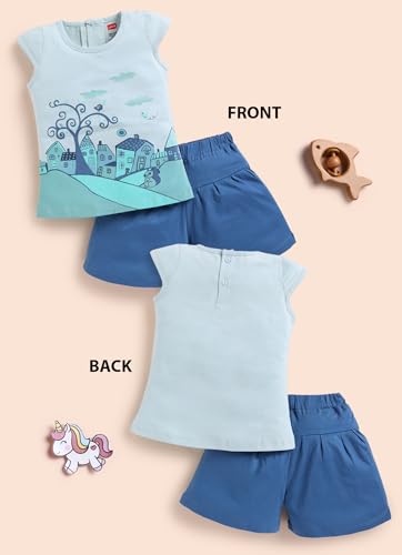 Image of LuvLap Baby Girls Regular Fit 100% Cotton Half Sleeves Girls Top CoSet Pack of 3
