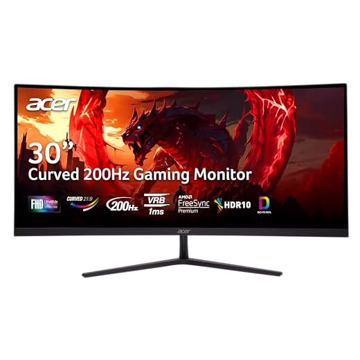 acer Nitro 29.5" 1500R Curved Zero-Frame UWFHD 2560 x 1080 Gaming Monitor | AMD FreeSync Premium | Up to 200Hz | 1ms VRB | VESA Mountable | 2 x Display Port 1.4 & 2 x HDMI 2.0 | ED306C Xbmiippx