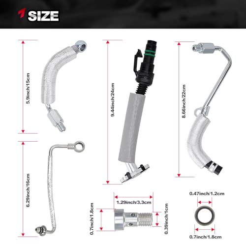 Image of 1.4L Turbo Oil Return Drain Line & Oil Feed Pipe Tube Compatible with 2011-2015 Chevy Cruze, 2012-2020 Sonic, 2013-2018 Trax, 2013-2018 Buick Encore, Turbocharger Line Replace# 667-023 55587854