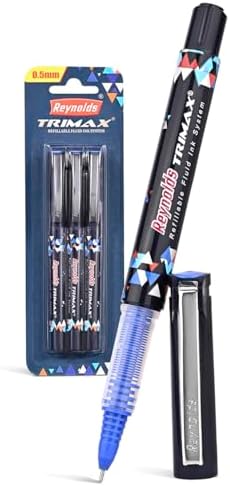 Reynolds TRIMAX 3 CT BLISTER - BLUE | Roller Ball Point Pen set With Comfortable Grip | Pens For Writing | School and Office Stationery | 0.5mm Tip