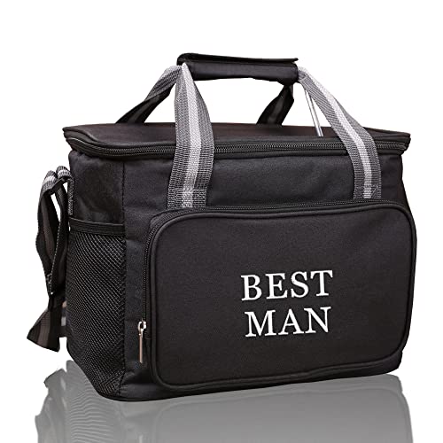 Personalisierte Geschenk für Trauzeugen, große isolierte Lunchtasche, 18 Dosen (15 l), Trauzeugen, Kühltasche, Kühltasche, individuelles Geschenk für Männer, Schwarz Cover