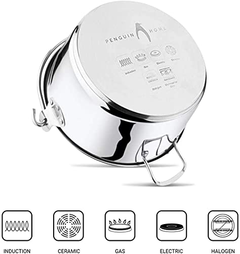 Penguin Home® 3820 Professional Jam Maslin Pan-Capacity of 4.5 litres Induction Safe-Suitable for All Hobs-Diameter-24 cm, Stainless Steel, Aluminium, 4.5 liters, Silver 3 Gallery Image