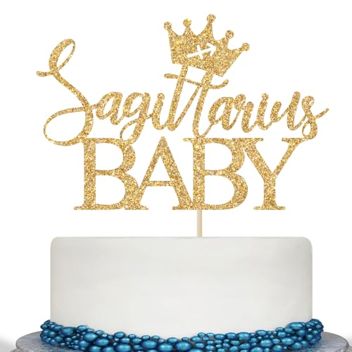 Sagittarius Baby Cake Topper, Sagittarius Baby Shower Decorations, Zodiac Sagittarius Birthday Cake Topper, Horoscope Astrology Baby Shower Party Decorations Gold Glitter