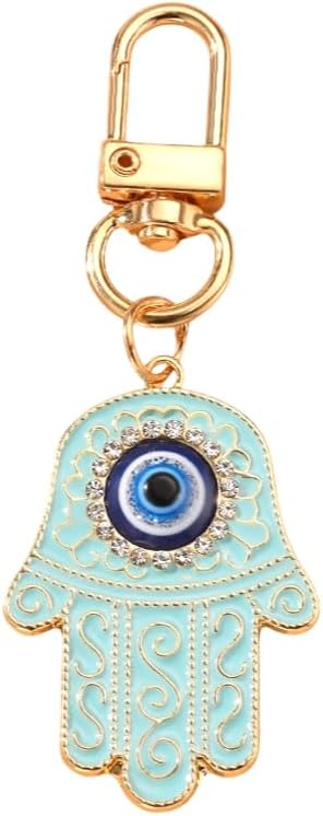 Llavero de mano Hamsa de mal de ojo para llavero de coche, bolso de buena suerte, amuleto, Azul (Hamsa Hand Blue)